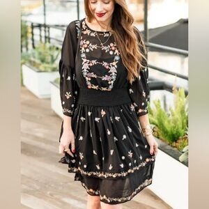 Maeve Anthropologie Anfisa Floral Embroidered Peasant Boho Dress NWOT Size 0